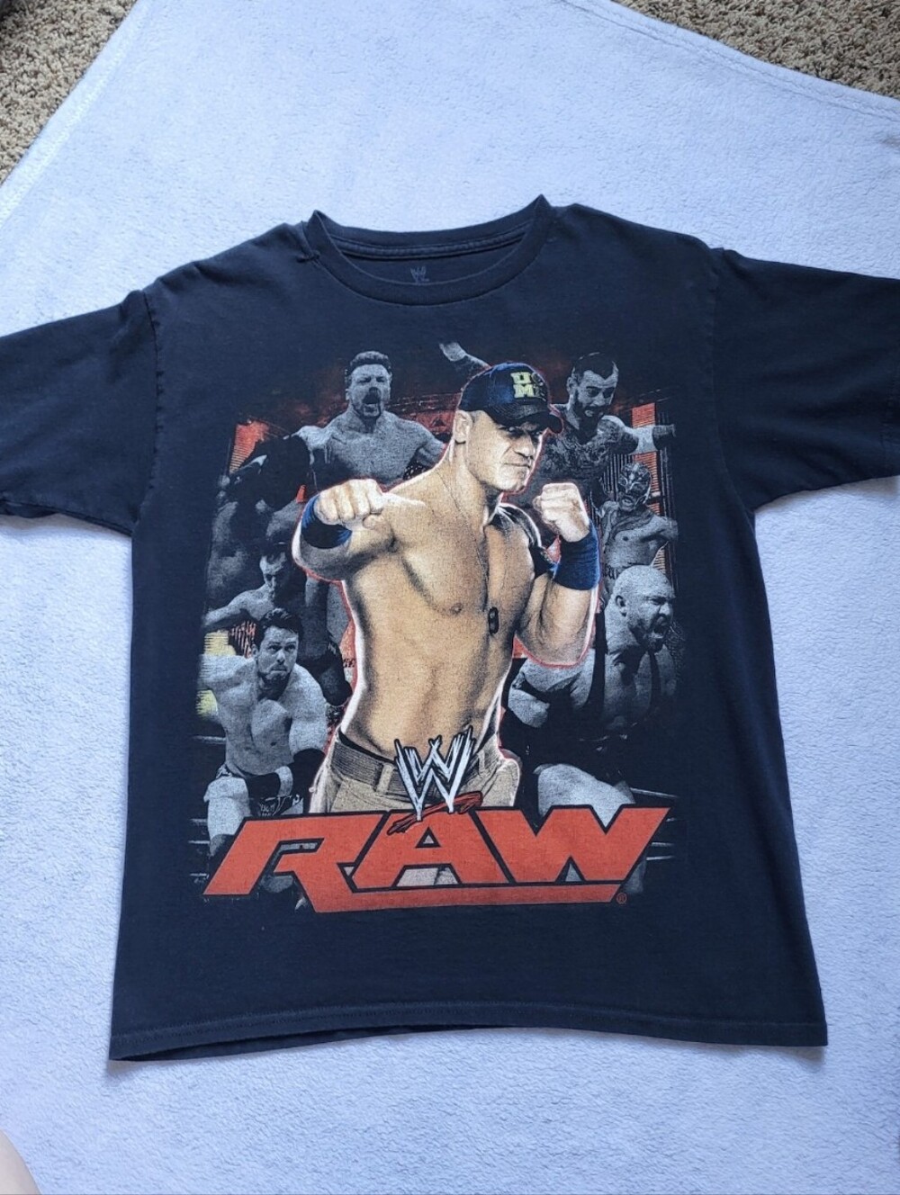 WWE Raw John Cena Graphic Tee - Black, Red Size YXL 12/14
